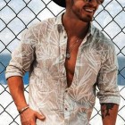 Men's Minimalist Print Beach Linen Shirt