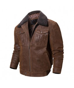 Men's Outdoor Cold Protection Motorcycle Leather Jacket