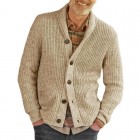 Men's Retro Casual Solid Color pel Thick Knit Cardigan