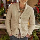 Men's Retro Casual Solid Color pel Thick Knit Cardigan