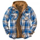 Men's Checkered Textured Winter Thick Hooded Jacket