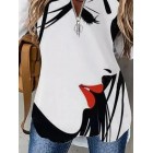 Art Face Print Casual Loose Long-sleeved Blouse