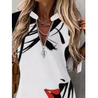 Art Face Print Casual Loose Long-sleeved Blouse