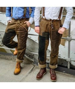 Fatigue retro patch corduroy work pants