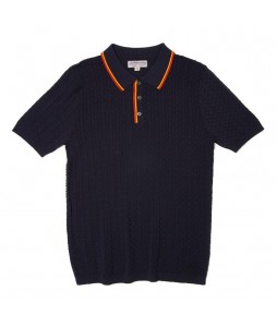 Jacquard Striped Stand Colr Polo Shirt