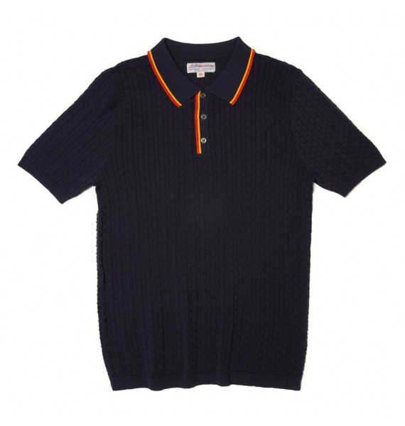 Jacquard Striped Stand Colr Polo Shirt