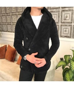 Men's Hooded Plush Coat Short Coat