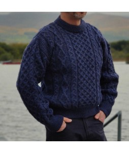 Textured Crewneck Casual Men's Sweater