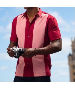 Men's Casual Intercolor Short Sleeve Shirt