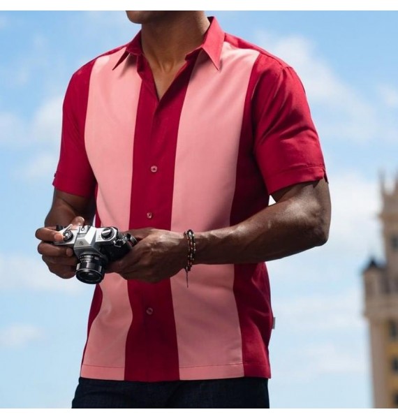 Men's Casual Intercolor Short Sleeve Shirt