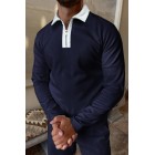 Color Block Long Sleeve Polo Shirt