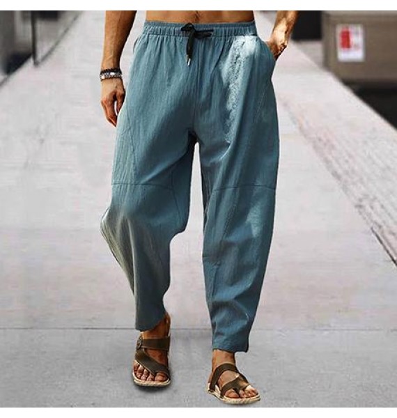 Men's Linen Loose Drawstring Hip-Hop ntern Pencil Pants