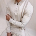 Color-matched Striped Long-sleeved Polo Shirt