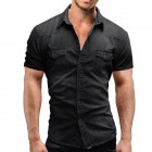 Men's Casual Short Sleeve Denim Shirt