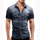 Men's Casual Short Sleeve Denim Shirt