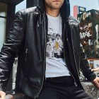 Men's Outdoor Cold Protection Motorcycle Plus Cotton Leather Jacket