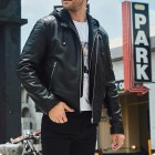 Men's Outdoor Cold Protection Motorcycle Plus Cotton Leather Jacket