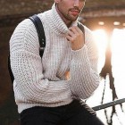 Men's Casual Warm Solid Color Turtleneck Long Sleeve Sweater