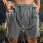 Men's Basic ce-Up Drawstring Linen Shorts