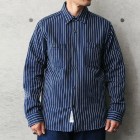 Men's Retro Blue And White Striped Casual Jacket