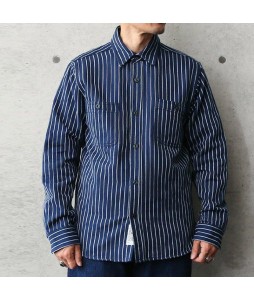 Men's Retro Blue And White Striped Casual Jacket