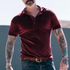 Men's Pre-Fall Burgundy Henley Colr T-Shirt Colr Polo Shirt