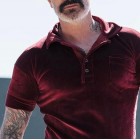 Men's Pre-Fall Burgundy Henley Colr T-Shirt Colr Polo Shirt