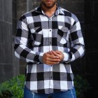 Casual Long Sleeve Bck And White Pid Men's Shirt