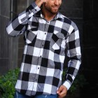 Casual Long Sleeve Bck And White Pid Men's Shirt