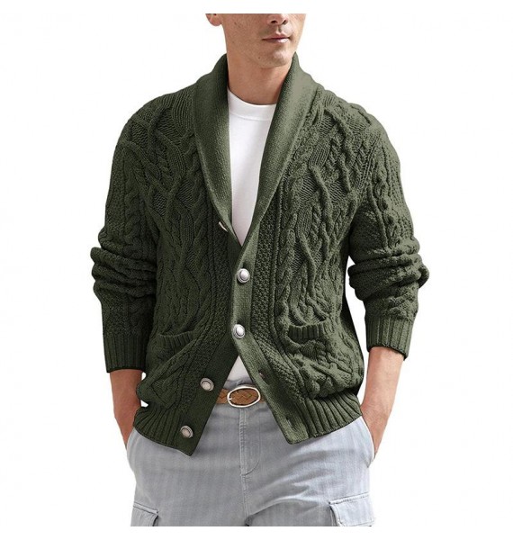 Men's English pel Jacquard Knit  Cardigan