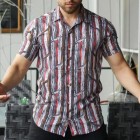 Striped Print Short Sleeve Casual Shirt