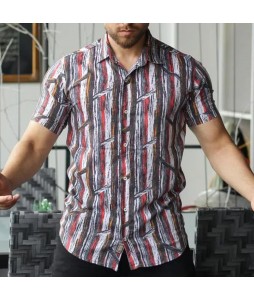 Striped Print Short Sleeve Casual Shirt