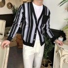 Elegant Men's Striped Knit Cardigan