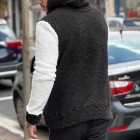 Patchwork Contrast Casual Hooded Plush Sweatshirt