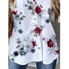 V-neck Floral Print Casual Loose Long-sleeved Blouse