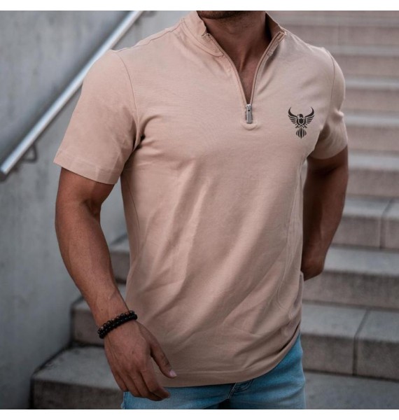 Stand Colr Slim Polo Shirt