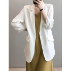 Chiffon Small Suit Jacket Women's Thin Summer Drape Loose Net Red Casual Mid-length White Suit Jacket Women