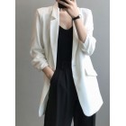 Chiffon Small Suit Jacket Women's Thin Summer Drape Loose Net Red Casual Mid-length White Suit Jacket Women