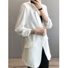 Chiffon Small Suit Jacket Women's Thin Summer Drape Loose Net Red Casual Mid-length White Suit Jacket Women