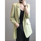 Chiffon Small Suit Jacket Women's Thin Summer Drape Loose Net Red Casual Mid-length White Suit Jacket Women