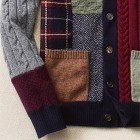 Men  Ethnic Color Block Patchwork Thick Warm Keep Long Sleeve Knitted Cardigan