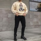 Bear Embroidered Fleece Crew Neck Sweatshirt