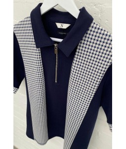 Portman Check Panel Polo Navy