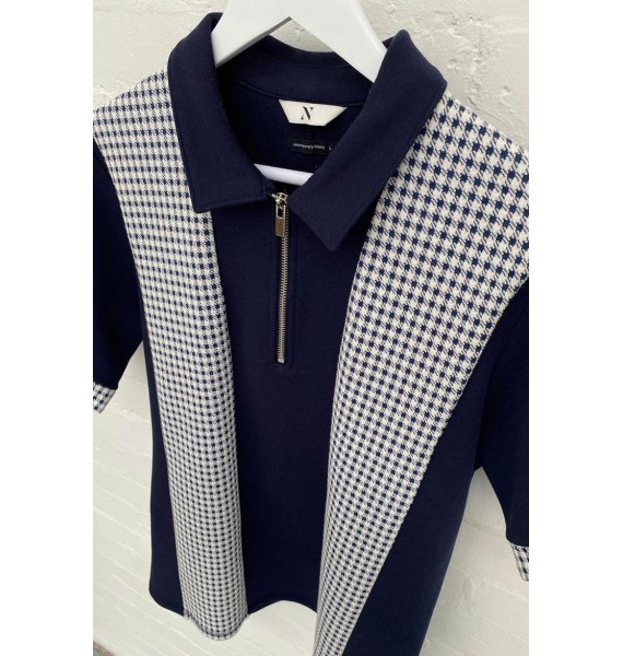 Portman Check Panel Polo Navy