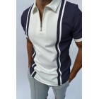 Contrast Color Block Short-sleeved Polo Shirt