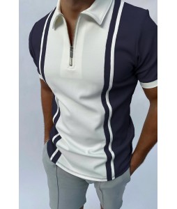 Contrast Color Block Short-sleeved Polo Shirt