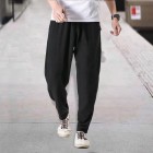 Casual Men's Pin Color Cotton Linen Straight Trousers