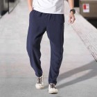 Casual Men's Pin Color Cotton Linen Straight Trousers