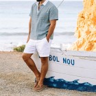 Men's Resort V-Neck Linen Shirt