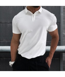 Men's Solid Color Business Casual Cotton Polo Shirt